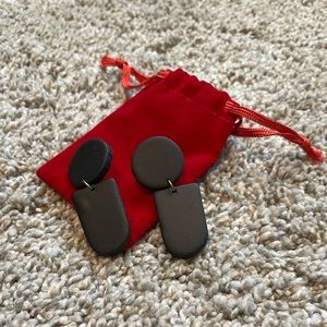 Local artist-made earrings, lightweight, black.